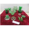 Image 1 : Green Glass Vases, Candle Holder, Salt Shaker