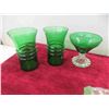 Image 2 : Green Glass Vases, Candle Holder, Salt Shaker