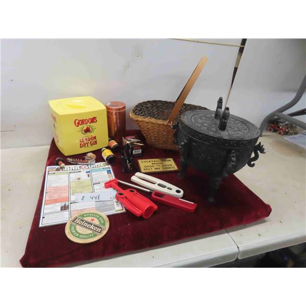 Bar Supplies: Cork Screw, Ice Buckets, Bar Menu 