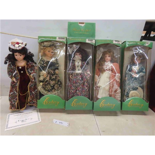 5 New in Box Porcelain Dolls Approx. 20'' Tall 