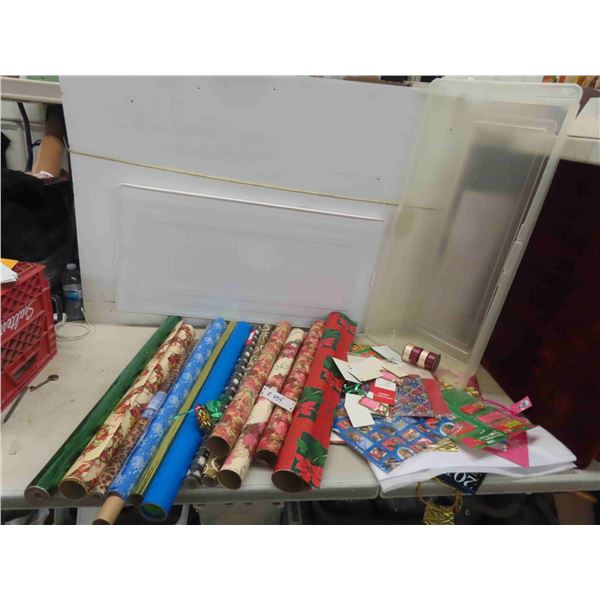 Rolls of Gift Wrap, Tags, Bows & Storage Tote