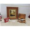 Image 1 : Framed Picture 16'' x 18'' , Backgammon Game, 