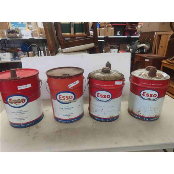 4 Esso 5 Gallon Oil Pails 