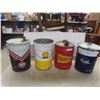 Image 1 : 5 Gallon Oil Pails : Gulf, Shell, Gasoline