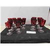 Image 1 : (6) 6'' Gothic Arch Red/Clear Crystal Glasses D'Arque 