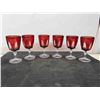 Image 2 : (6) 6'' Gothic Arch Red/Clear Crystal Glasses D'Arque 