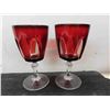 Image 3 : (6) 6'' Gothic Arch Red/Clear Crystal Glasses D'Arque 