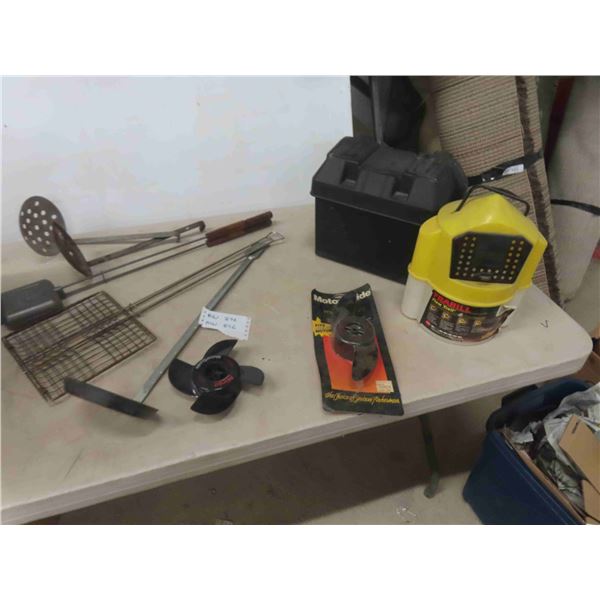 Minnow Pail, Battery Box, Ice Fishing Scoop, Camp 