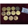 Image 1 : 11 Vintage Clown Face Maverick Arcade Tokens