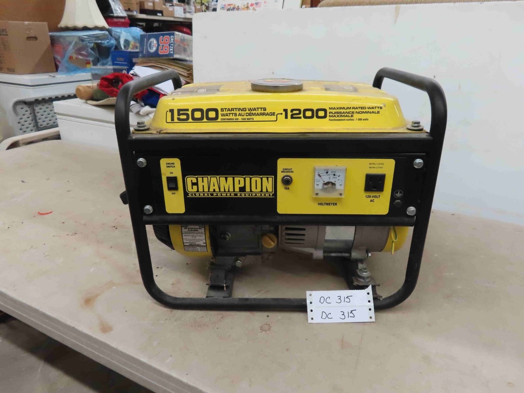 Generator Starting Winner Champion Generator 1500 Starting Watts - Needs Carb - McSherry Auction ...