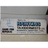 Image 1 : Hand Painted Wooden Hawkins Taxidermy Sign 48'' x 16''