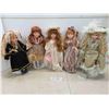 Image 1 : 5 Collector Porcelain Dolls Approx 17'' Tall with Stands 