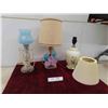 Image 1 : Vintage Boudoir Lamp 14'' H , 2 Table Lamps 