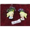 Image 1 : Vintage Lady Head Wall Pocket 4 1/2'' x 4 1/4'' 