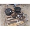 Image 1 : Pallet Lot: 2 Rims Off Dodge ,Hubs ,2 Quad Rails/Rack