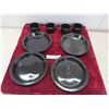 Image 1 : Black Graniteware 4 Cups / 4 Plates Camping ware &