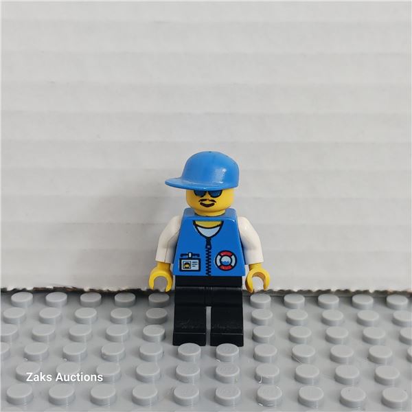Coast Guard City Center - White Collar & Arms, Black Legs, Blue Cap, Sunglasses Minifigure