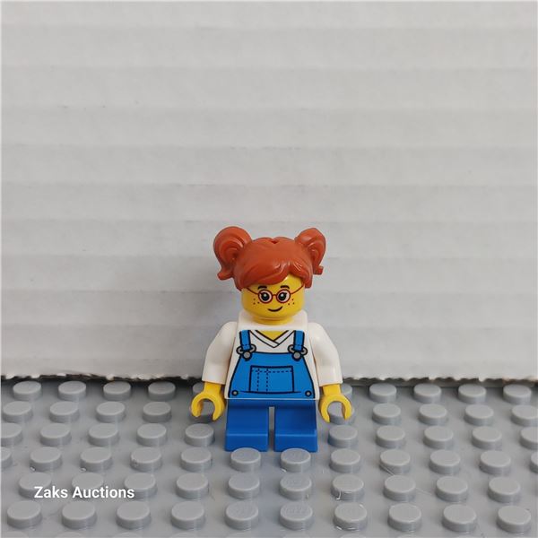 Child - Girl, Blue Overalls over V-Neck Shirt Minifigure
