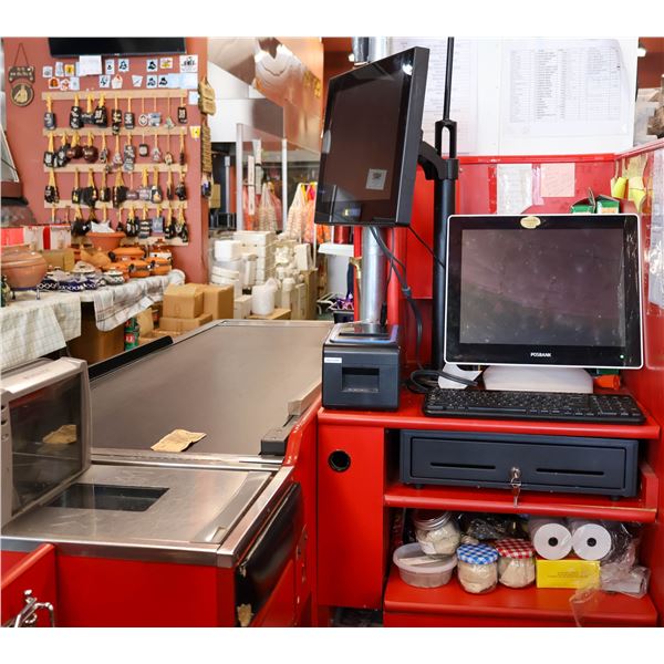 POINT OF SALES TILL W/ CONVEYOR BELT, CASH BOX,
