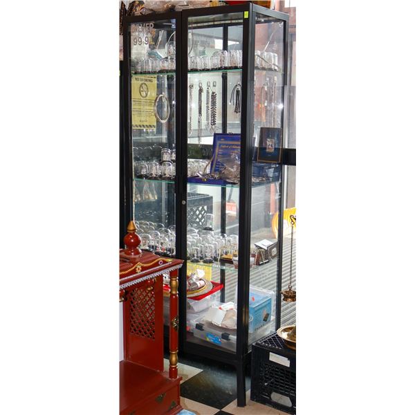 LARGE 2-DOOR DISPLAY CASE W/ CONTENTS- KEY AVAILABLE