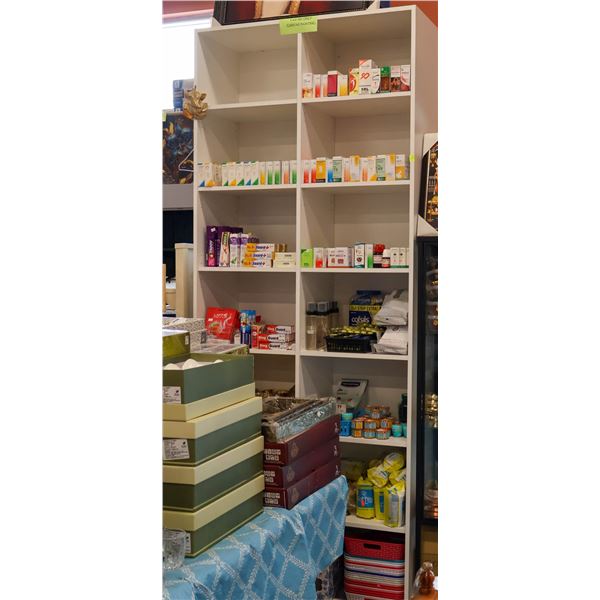 LARGE DISPLAY SHELF W/ CONTENTS