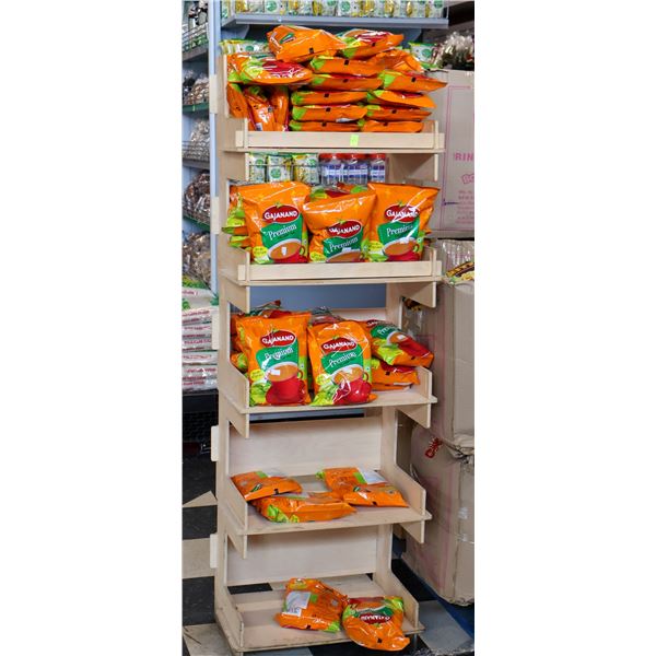 WOOD DISPLAY SHELF W/ PREMIUM TEA