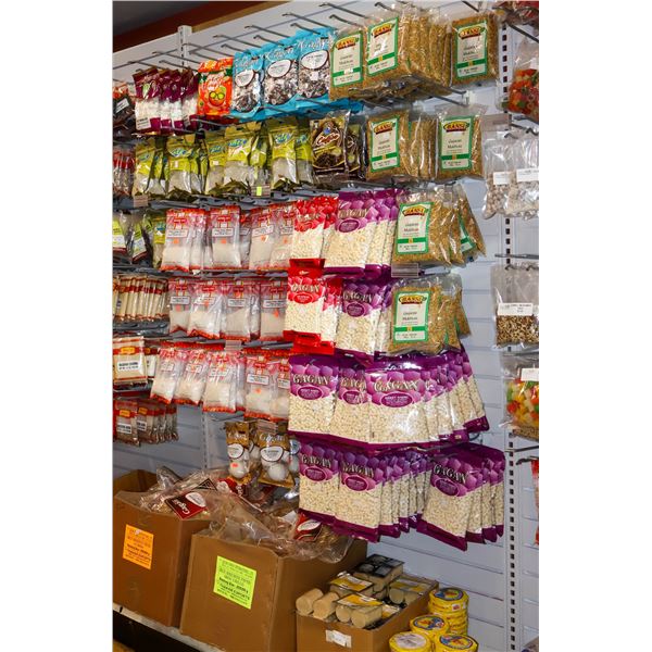 LARGE LOT OF ASSORTED CANDY AND RICE KHICHIYA PAPAD