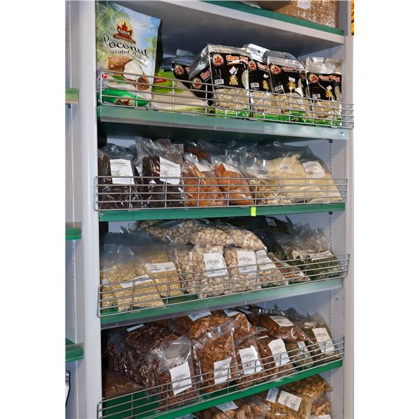 LARGE LOT OF ASSORTED NUTS, CANE SUGAR & DRYED