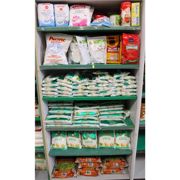 LARGE LOT OF ASSORTED CANE SUGAR, TEAS, COCONUT