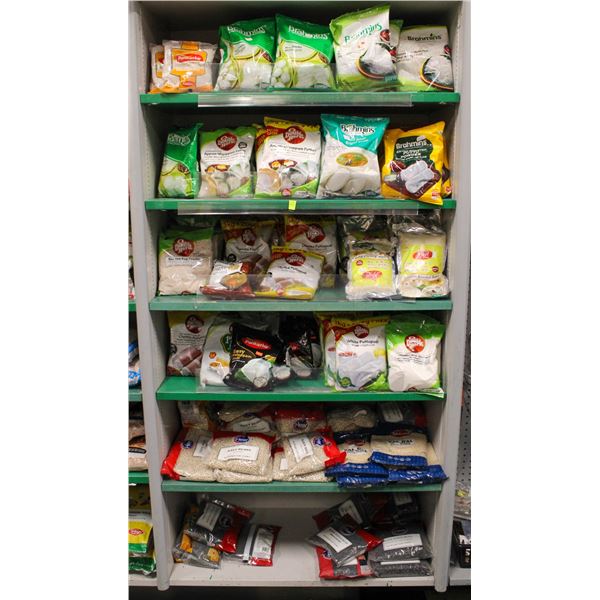 LARGE LOT OF RICE POWDER, ASSORTED POWDERS, BEANS