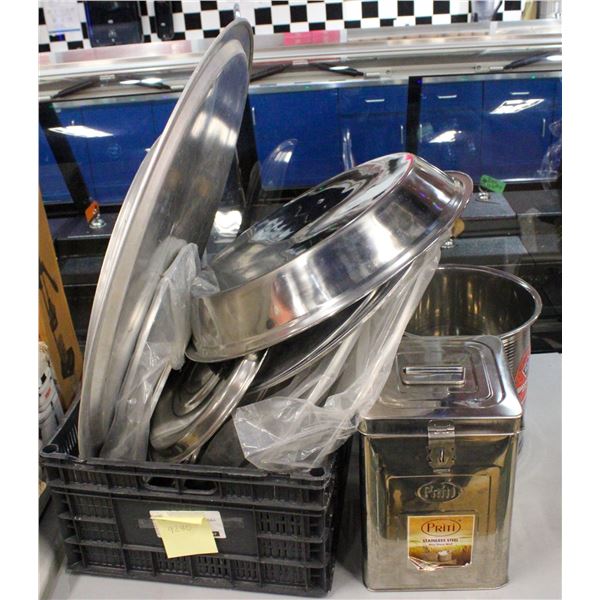 LARGE LOT OF ALUMINUM & STAINLESS STEEL POT LIDS &