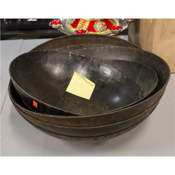 LOT OF 5 ASSORTED SIZE WOKS