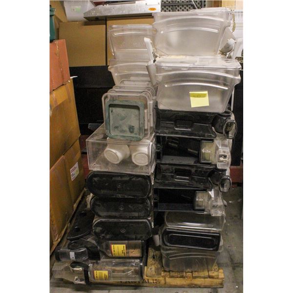 PALLET OF ASSORTED DRY INGREDIENT DISPENSERS