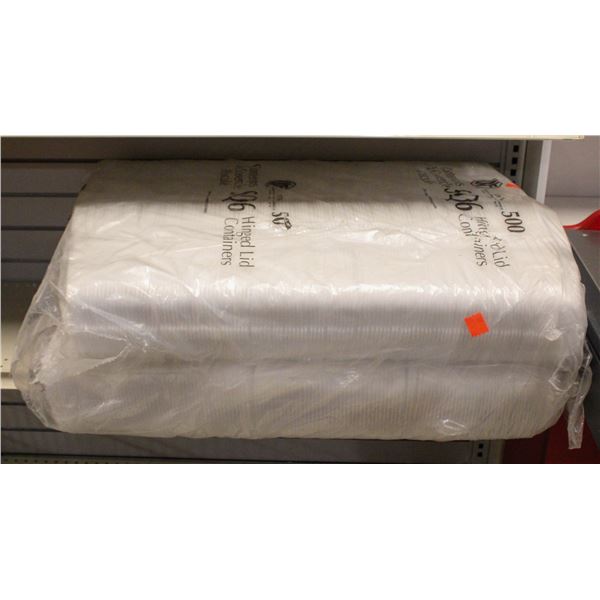 LOT OF 500 HINGED LID FOAM CONATINERS