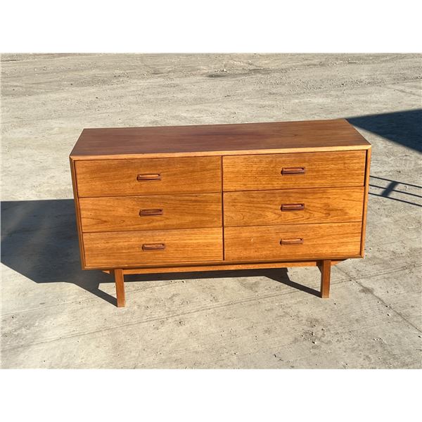 Teak 6 Drawer Dresser - Approx: 47.25 x 18" & 28.25"T - see all photos