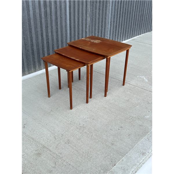 Danish Teak Nesting Tables - Largest Approx: 21.5 x 17" & 18"T - see all photos