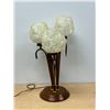 Image 1 : Mid Century Lucite Shade Three Globe Table Lamp - Works, missing one accent piece 25"T 14"W
