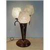Image 2 : Mid Century Lucite Shade Three Globe Table Lamp - Works, missing one accent piece 25"T 14"W