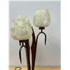 Image 4 : Mid Century Lucite Shade Three Globe Table Lamp - Works, missing one accent piece 25"T 14"W