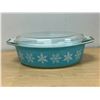 Image 1 : Pyrex Turquoise Blue Snowflake 045 Casserole & Lid 2.5 QT - very nice overall