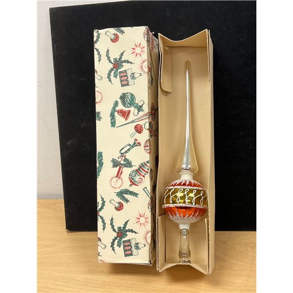 Vintage German Blown Glass Christmas Tree Topper in original box