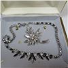 Image 2 : SHERMAN necklace & brooch.  Necklace has clear and black stones.  Brooch is all clear stones