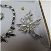 Image 4 : SHERMAN necklace & brooch.  Necklace has clear and black stones.  Brooch is all clear stones
