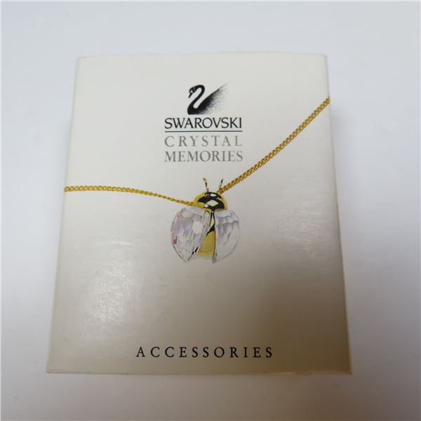 SWAROVSKI Crystal Memories Ladybug pendant on chain.  Appears new in box.  See photos