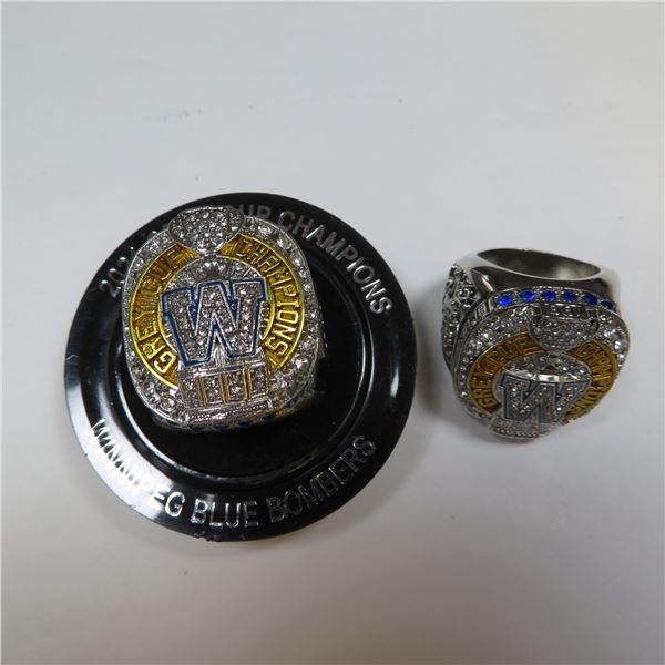 WINNIPEG BLUE BOMBERS 2021 Grey Cup Champions rings.  Approx size 8-9