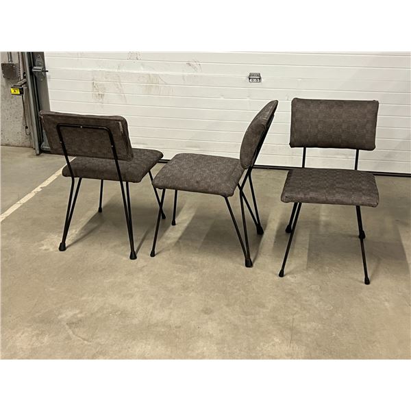 3 Vintage Hair Pin Leg Side chairs - Fabric shows use/wear - see all photos