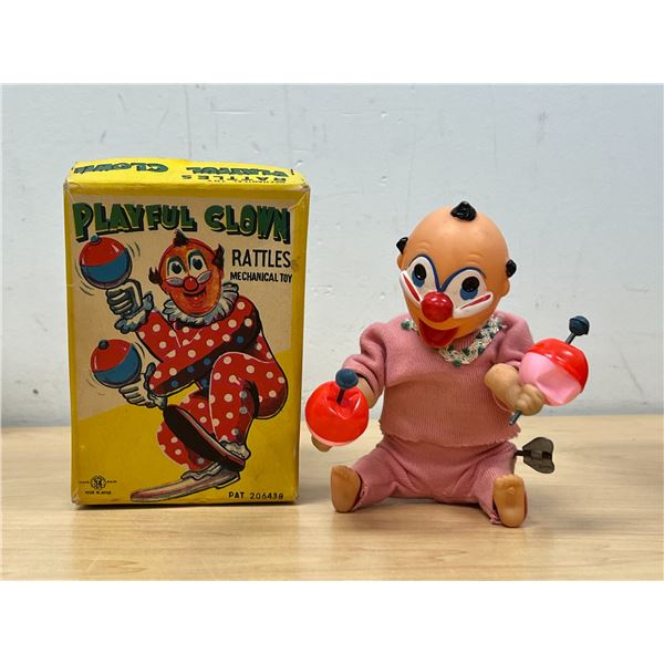 Japan Wind Up Mechanical Playful Clown Toy with Box - unsure if it works
