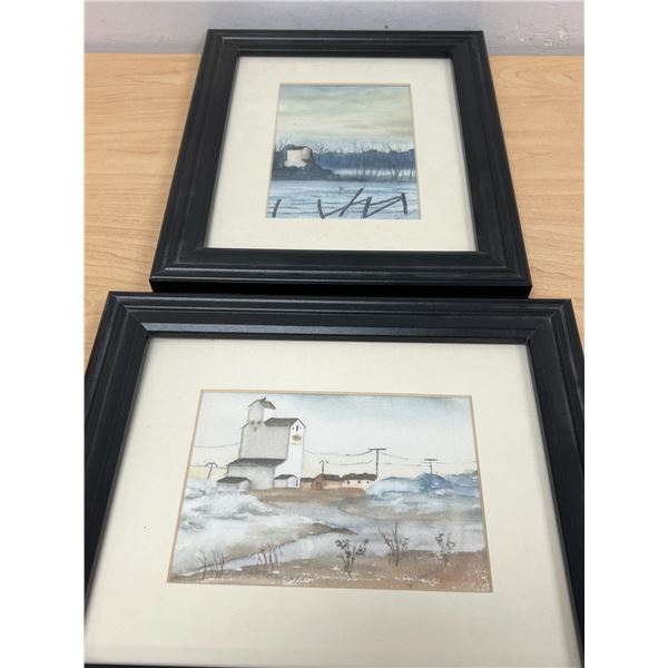 2 Artist Signed Prairie Scene Framed Art Pieces - Approx: 10.25x12.25"