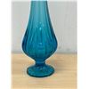 Image 2 : Mid Century Blue Swung Glass Vase 16.5"