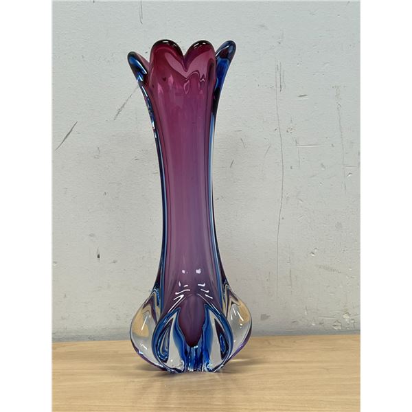 Nice Purple / Blue Art Glass Vase 11.25"